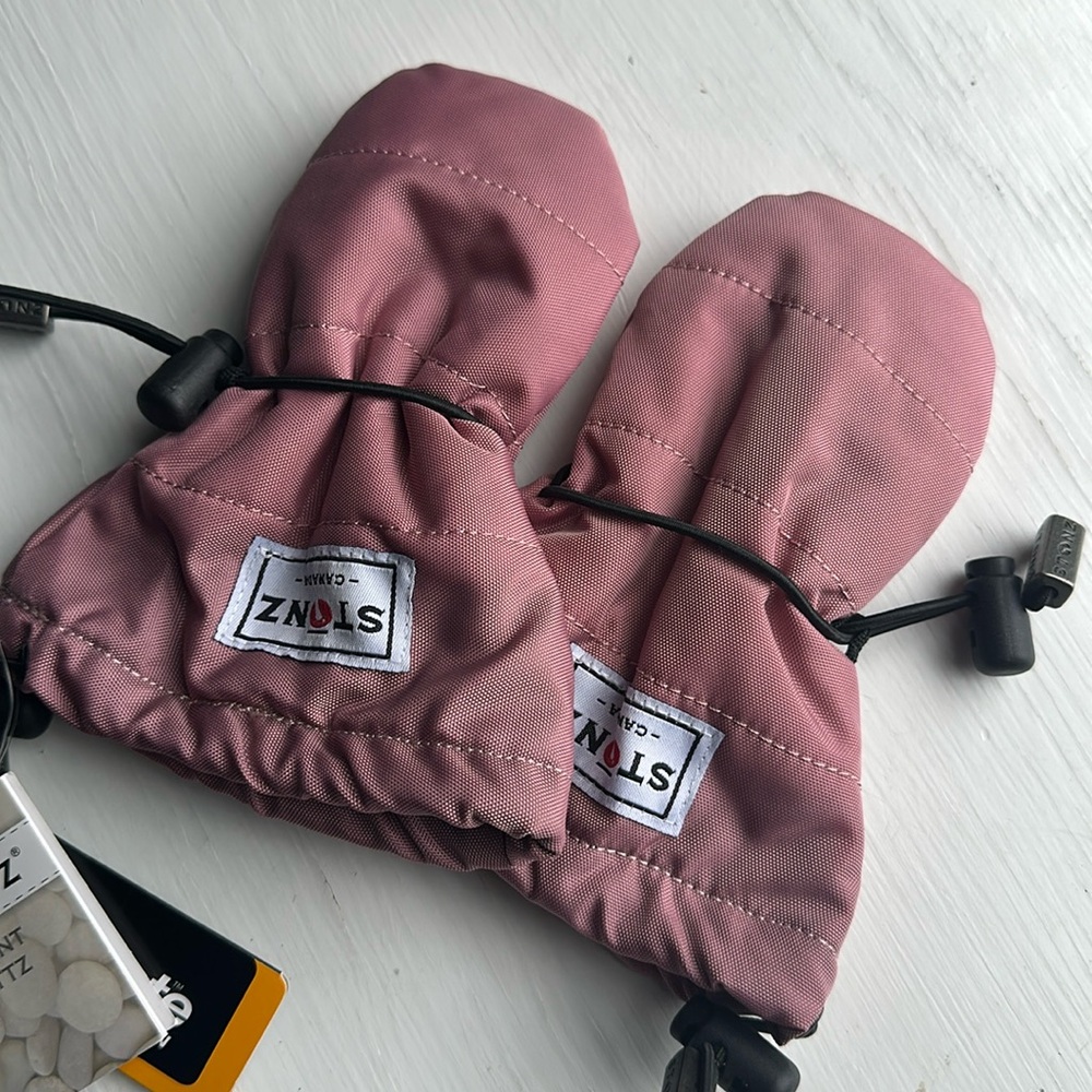 Pink Stonz baby mittens size 0-12 months.